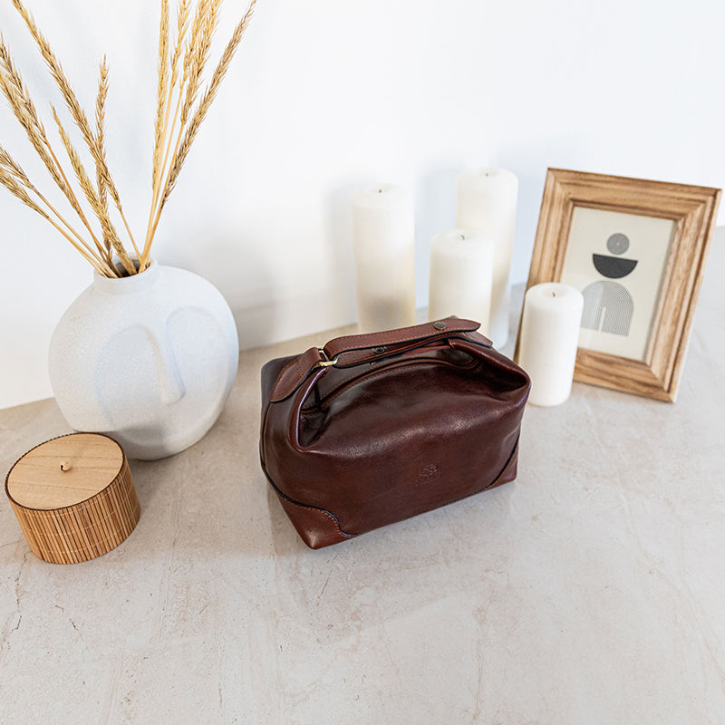 Leather Toiletry Bag - Autumn Leaves