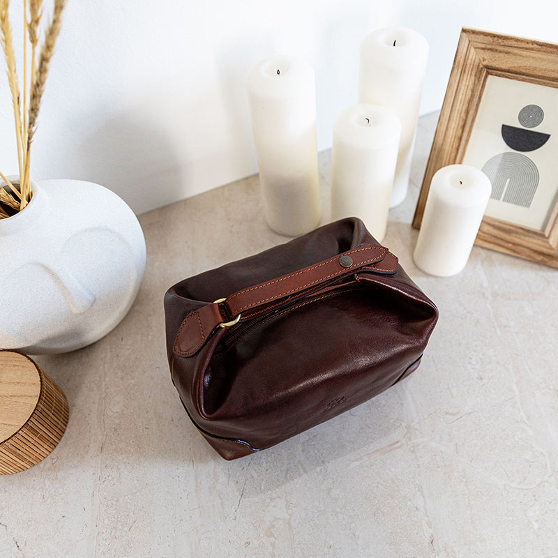Leather Toiletry Bag - Autumn Leaves