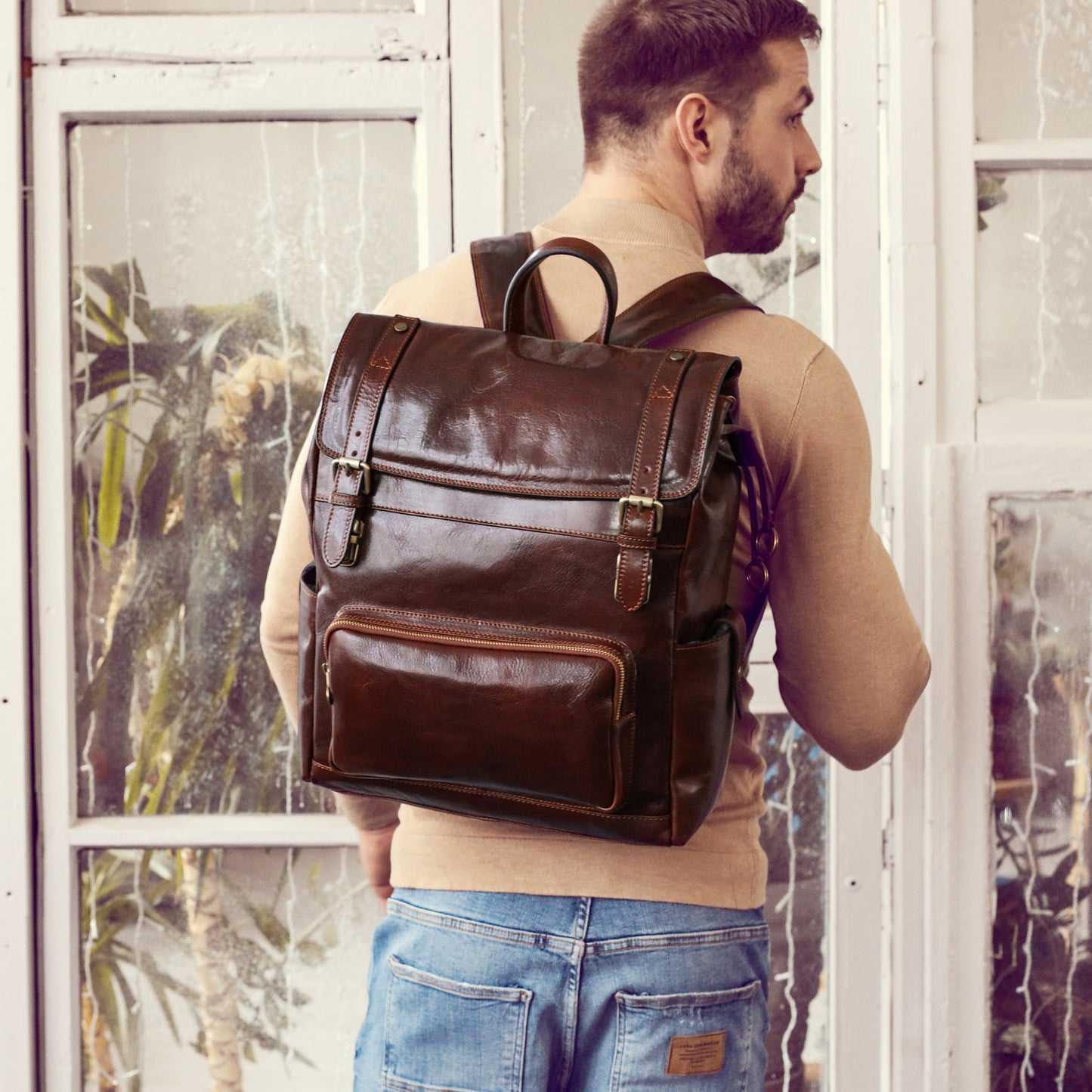 Leather Backpack - The Good Earth Backpack Time Resistance