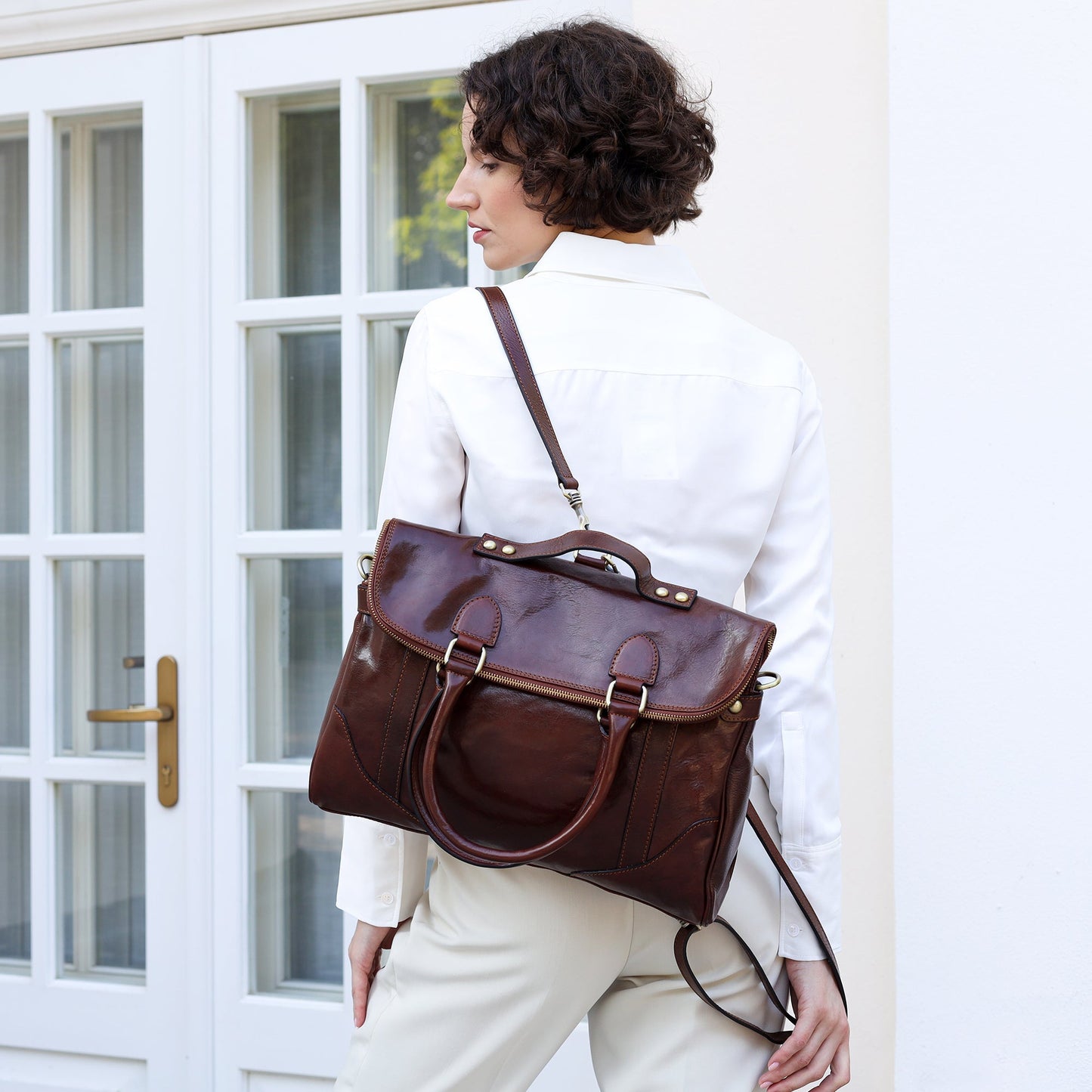 Brown Womens Leather Backpack Tote Bag - Charlotte's Web Backpack Time Resistance