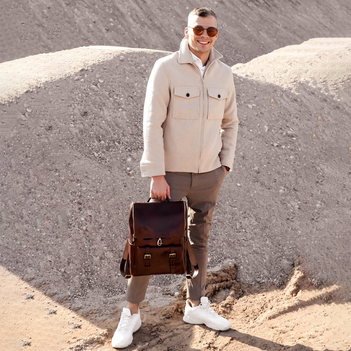 Large Leather Backpack - The Odyssey Backpack Time Resistance