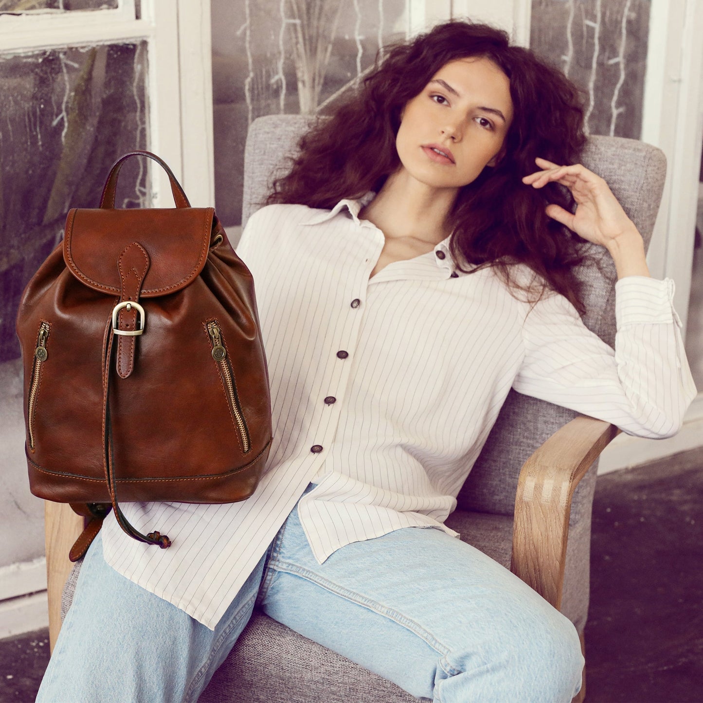 Leather Backpack - White Noise Backpack Time Resistance