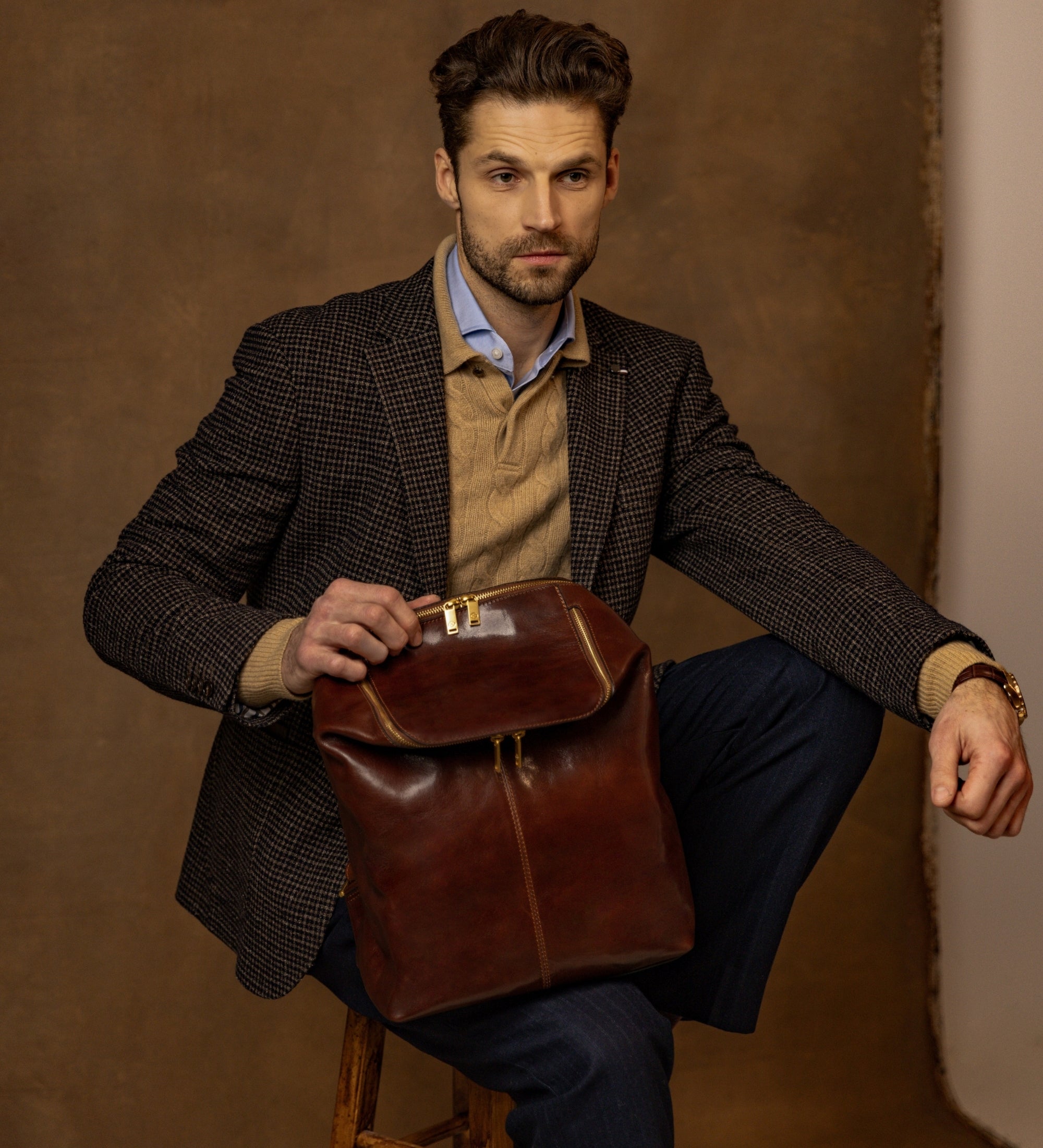 Leather Backpack - A Bend in the River