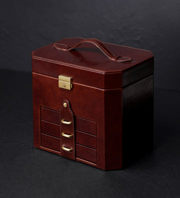 Huge Leather Jewelry Box top / Case / Storage (Brown)