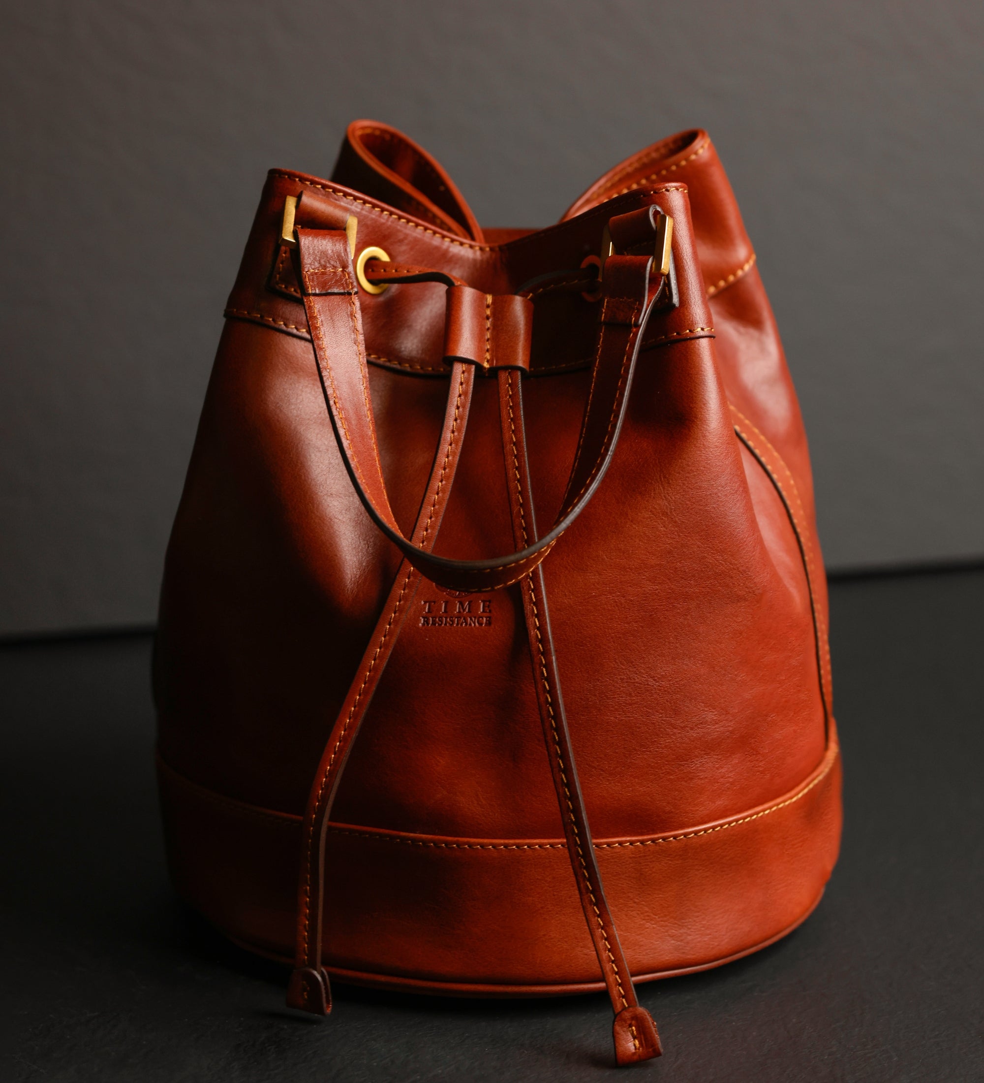 Leather Bucket Bag for Women - Light In August
