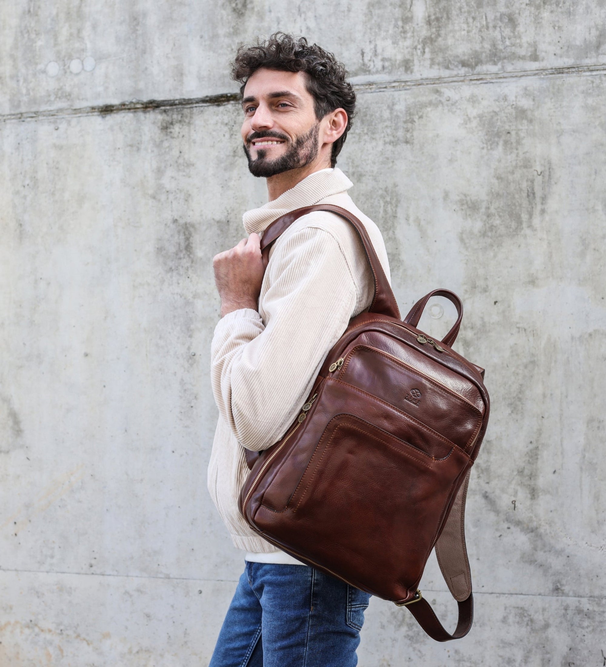 convertible leather backpack travel TOTE - CHOCOLATE MATTE or everyday errands Lexiyat Small Backpack Purse for