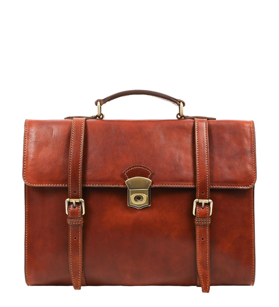 Leather Belted Briefcase, Convertible Backpack - The Glass