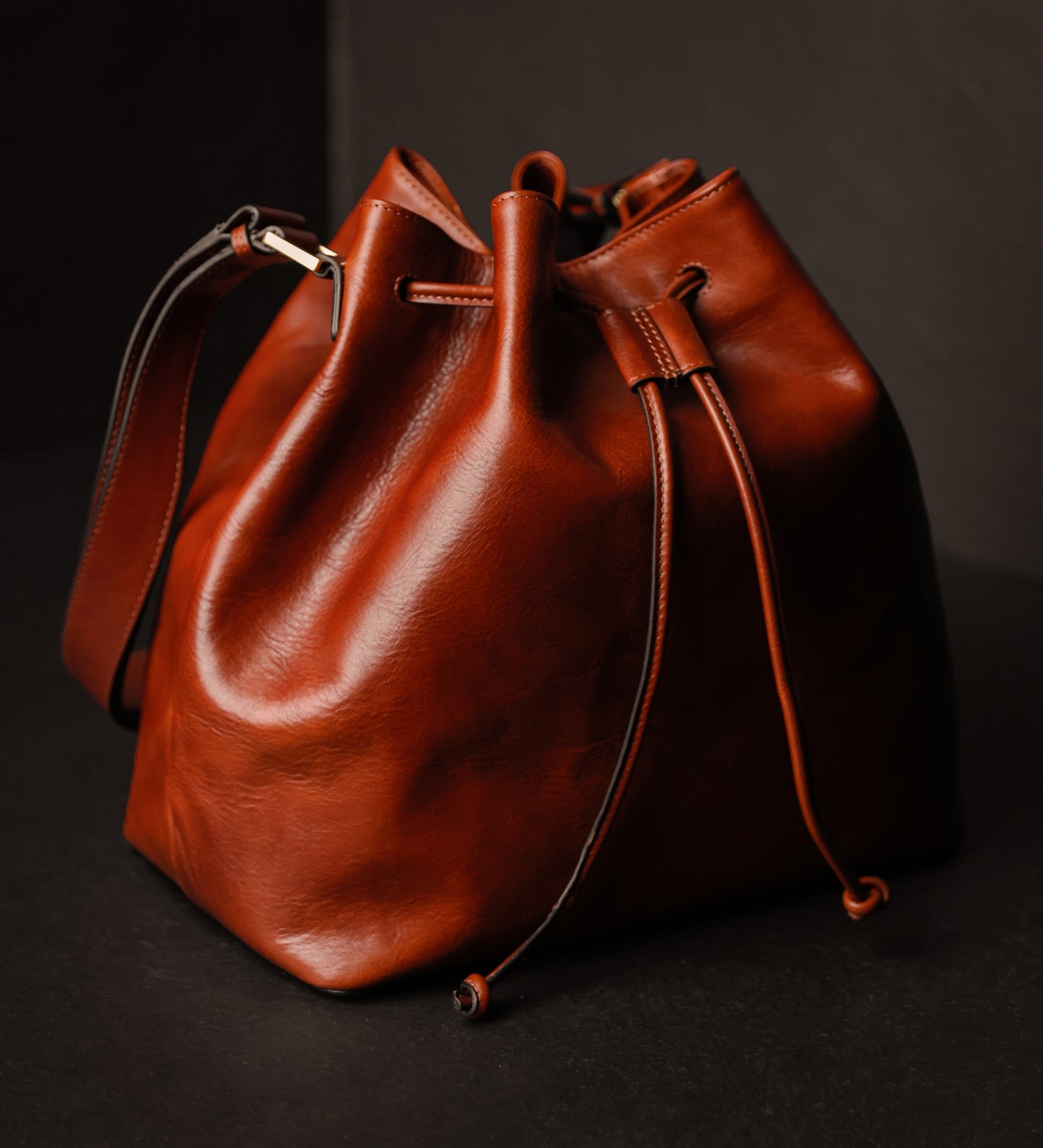 Leather Bucket Bag for Women - Sybil