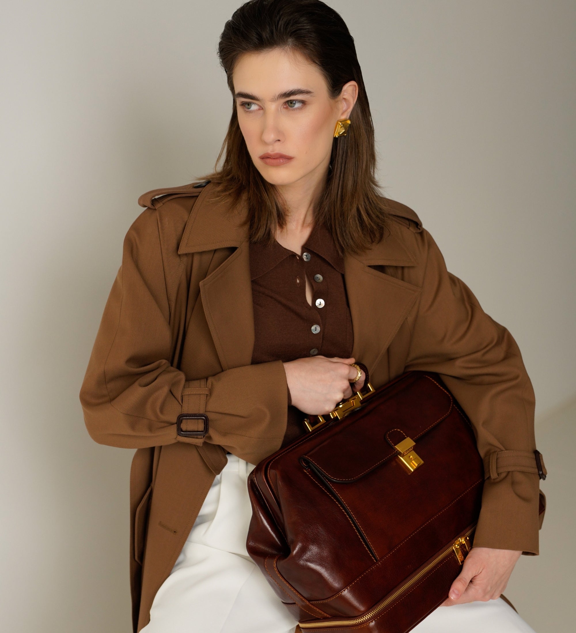 Large Italian Leather Doctor Bag for Women - The Master and