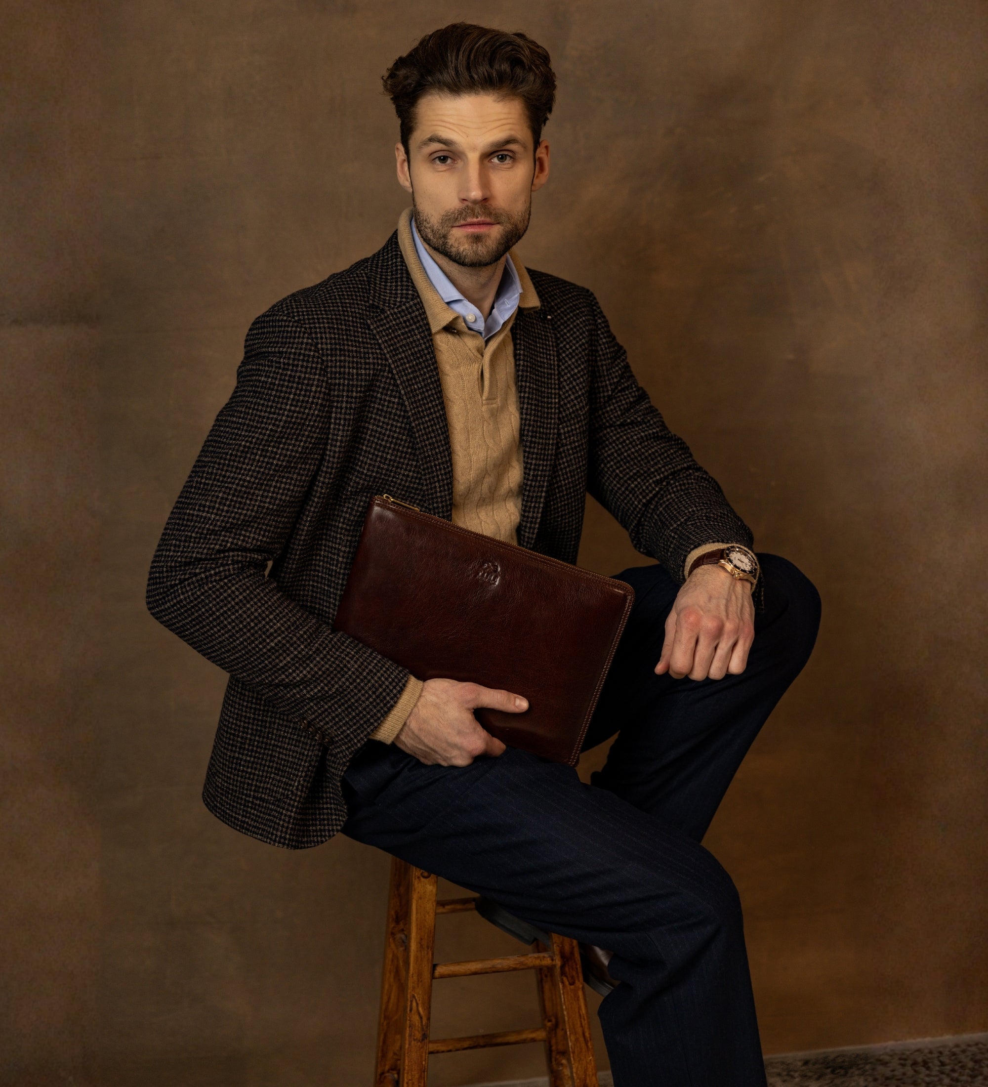 Large Leather Mens Clutch Purse - The Brothers Karamazov