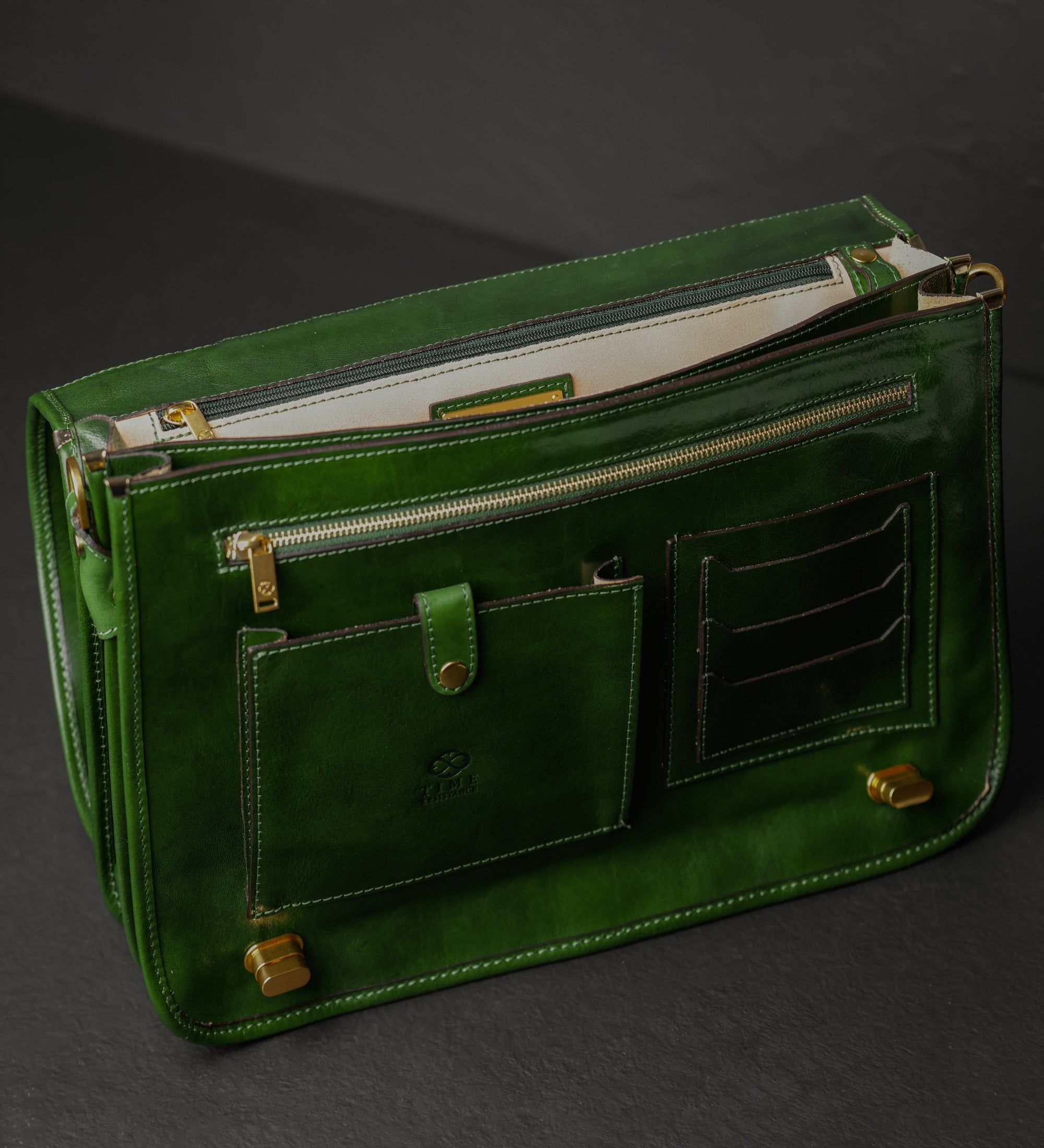 Leather Briefcase Laptop Bag - Illusions