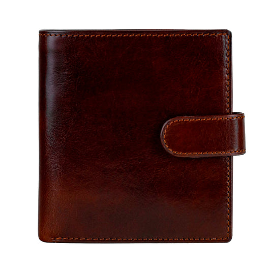 Leather Bifold Wallet with a Snap Closure - Ironweed
