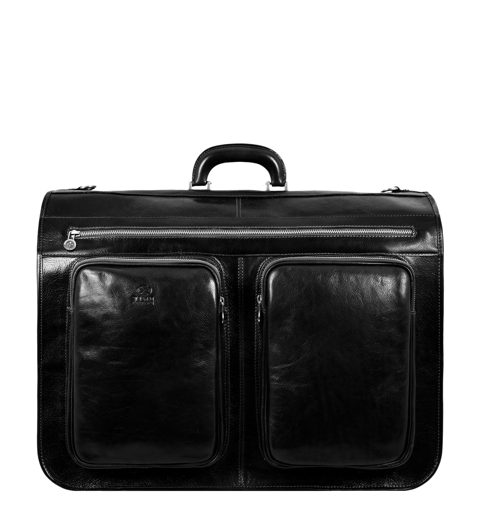 Black leather garment bag 2025