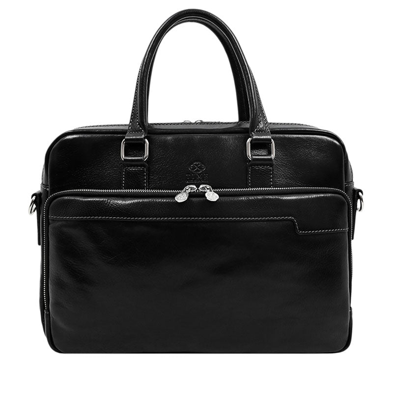 Leather Briefcase Laptop Bag - Orlando Briefcase Time Resistance Black  