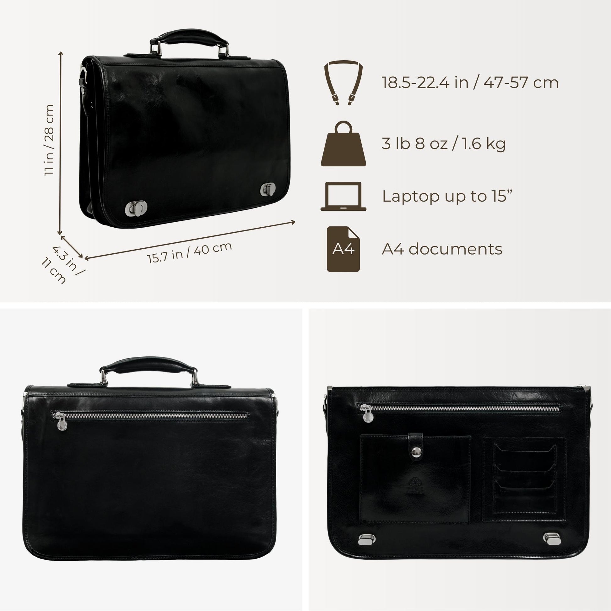 Leather Briefcase Laptop Bag - Illusions Messenger Bag Time Resistance   