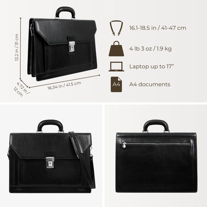 Large Leather Briefcase - Invisible Man Briefcase Time Resistance   