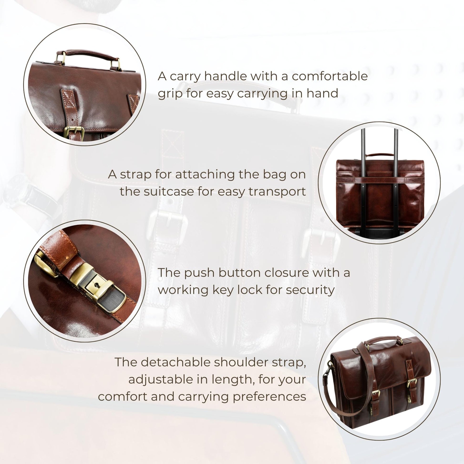 Leather Briefcase, Satchel Bag - The Time Machine Briefcase Time Resistance   