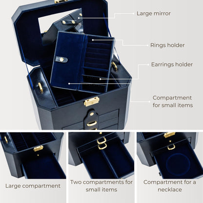 Large Leather Jewelry Box - A Handful of Dust Accessories Time Resistance   