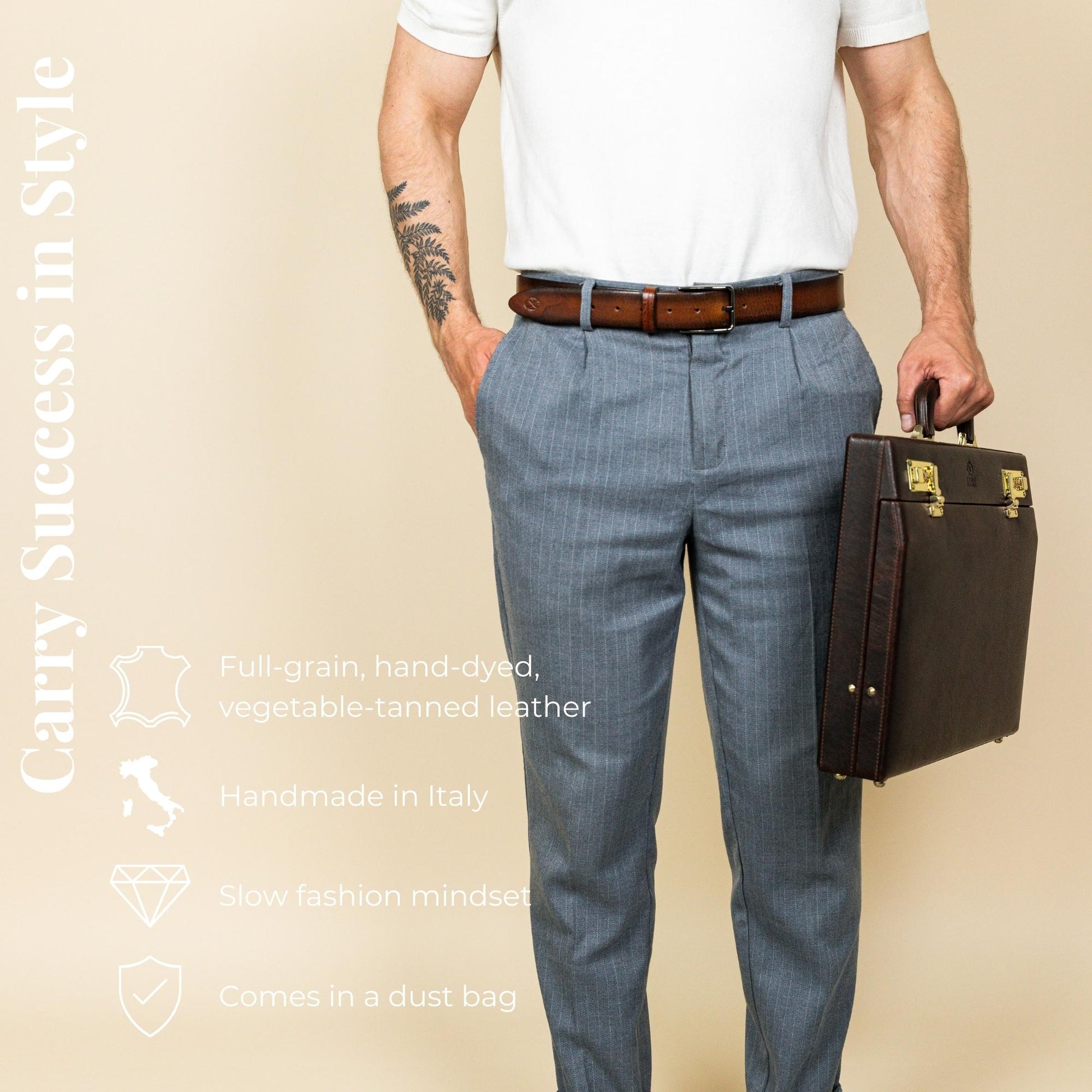 Leather Attaché Case Briefcase - The Golden Bowl Briefcase Time Resistance   