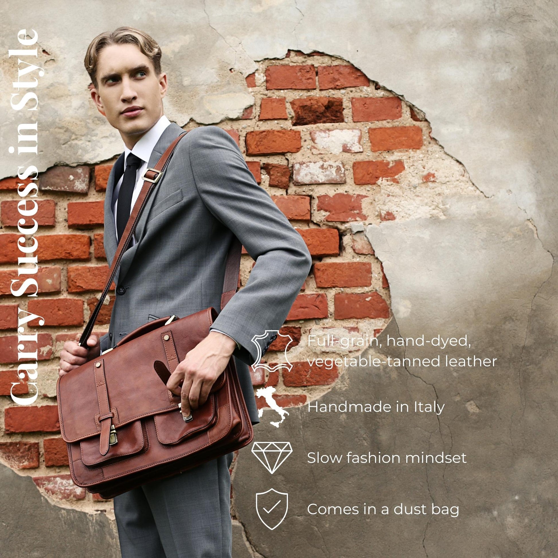 Cognac Brown Matte Leather Briefcase Backpack - A Midsummer Night's Dream Briefcase Time Resistance   