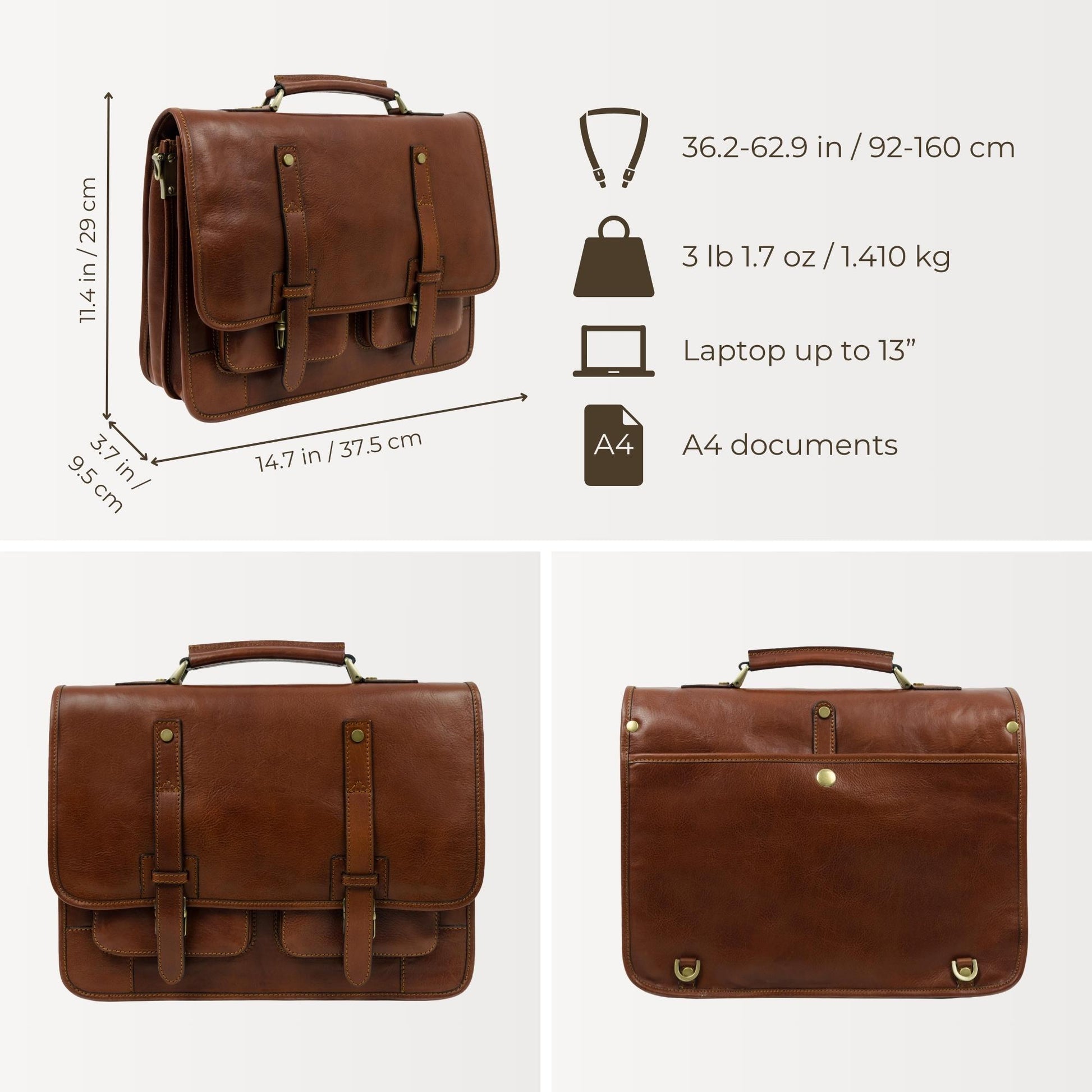 Cognac Brown Matte Leather Briefcase Backpack - A Midsummer Night's Dream Briefcase Time Resistance   