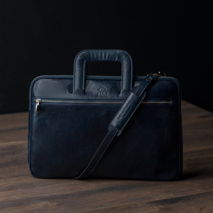 Leather Briefcase Laptop Bag - Brave New World