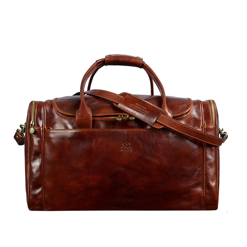 Large leather duffel sale