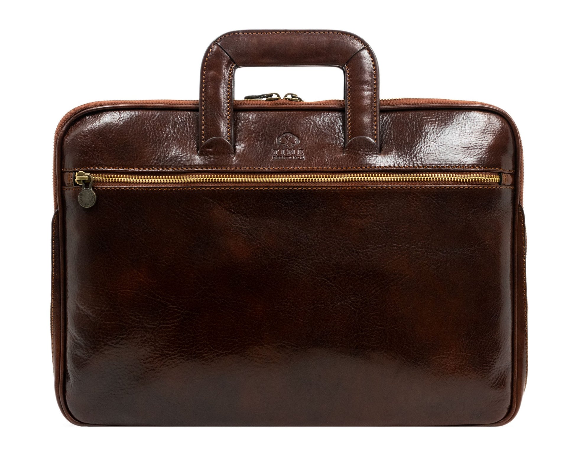 Leather Briefcase Laptop Bag - Brave New World Briefcase Time Resistance   
