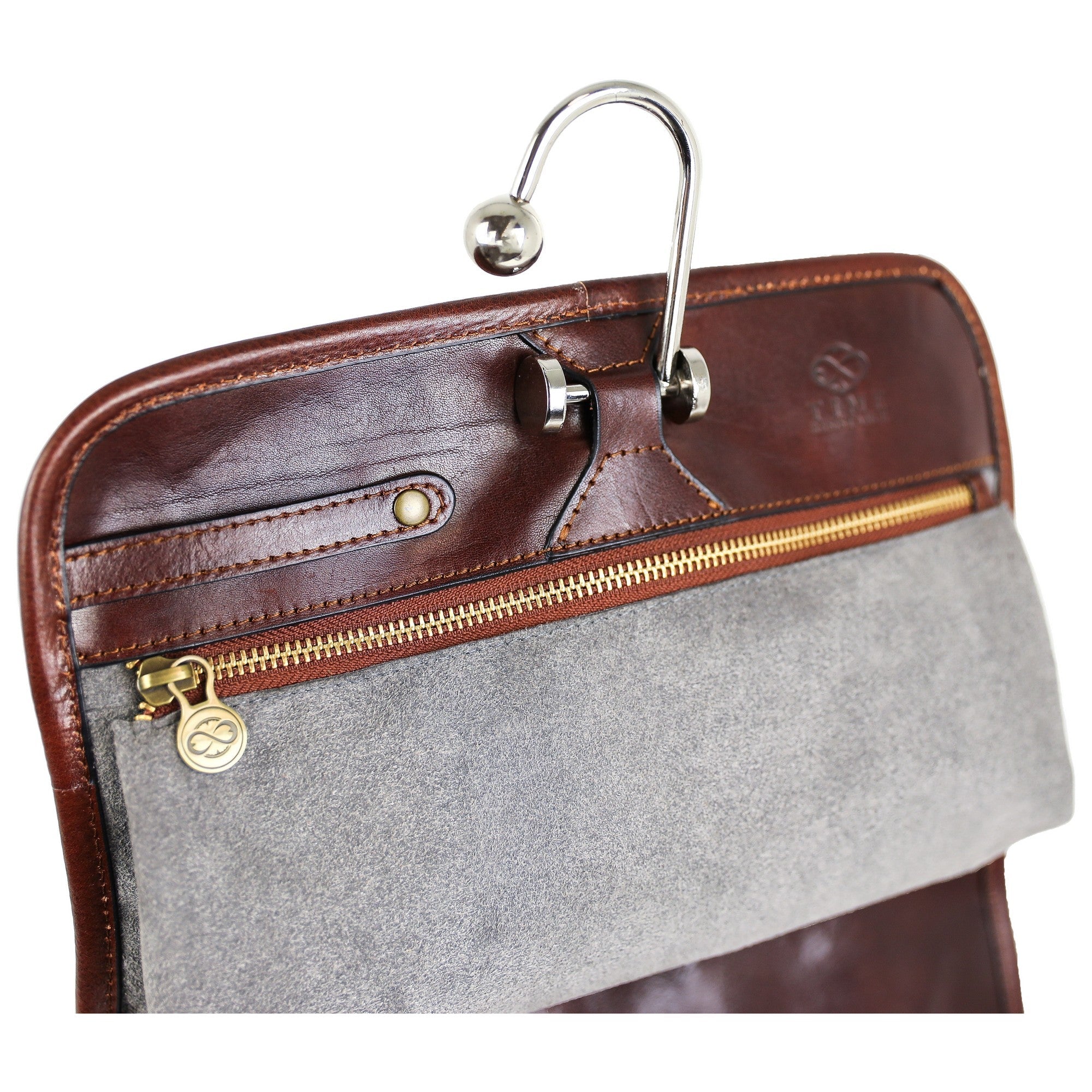 Leather hanging wash bag sales