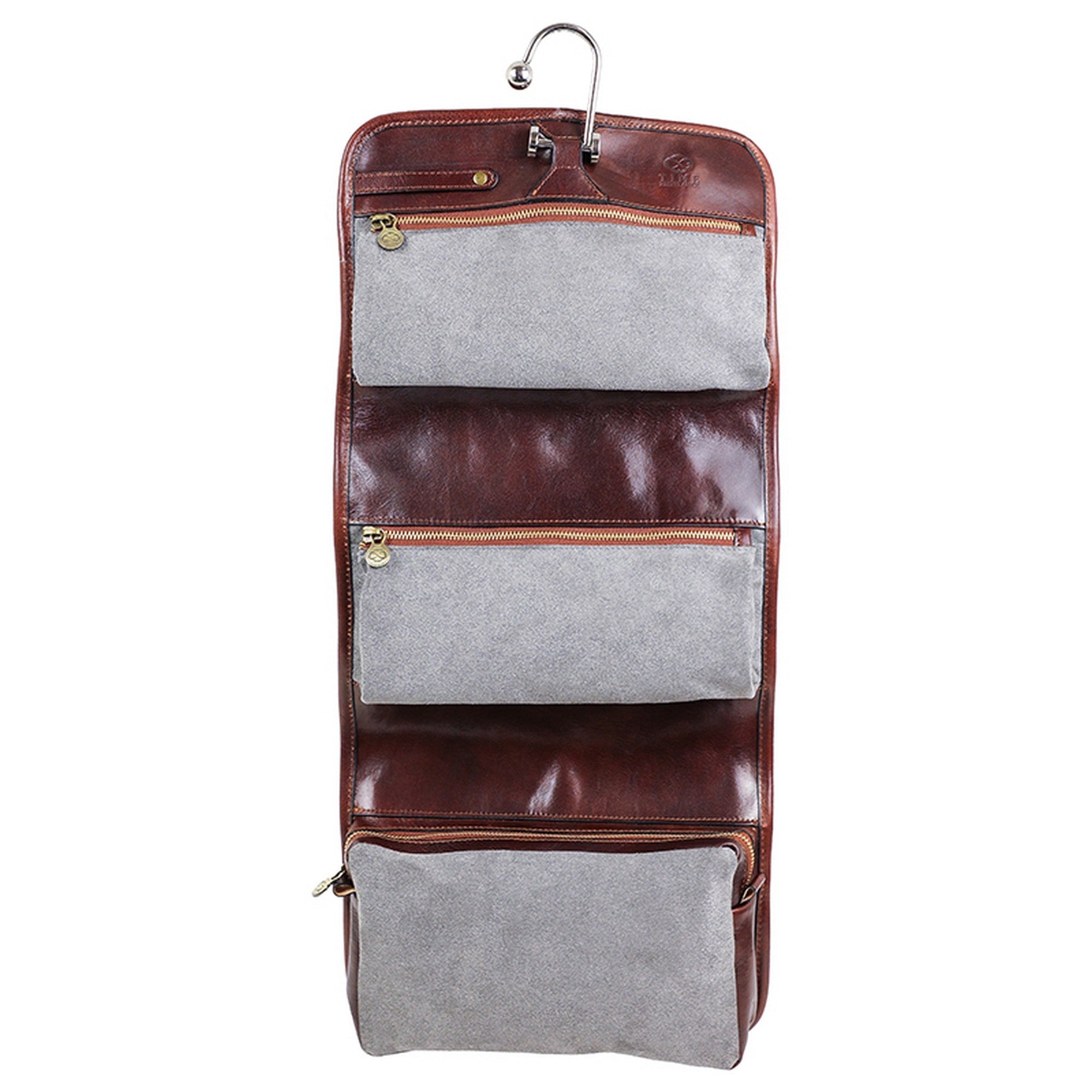 Mens leather sales hanging toiletry bag