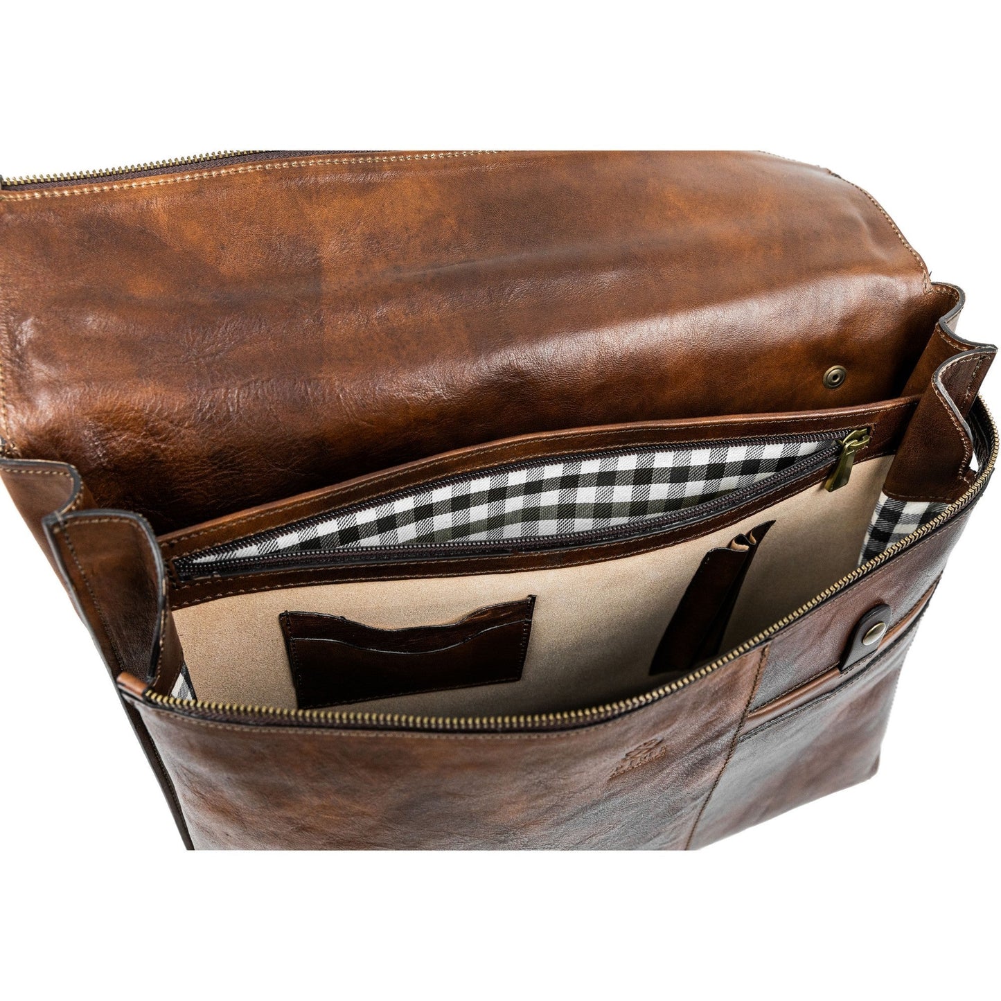 Brown Leather Briefcase Laptop Bag - From Here to Eternity Briefcase Time Resistance   