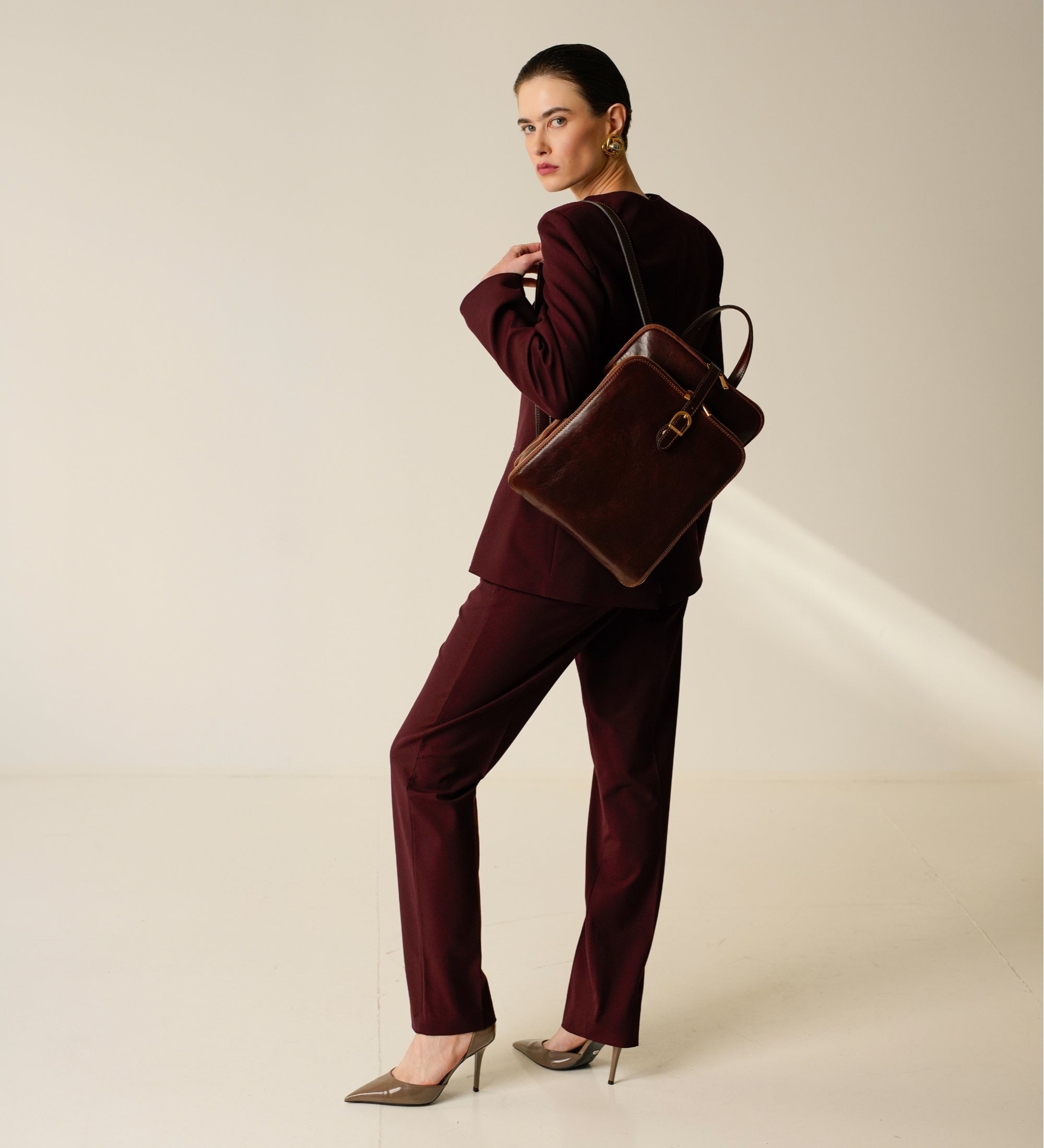 Womens Convertible Leather Backpack Shoulder Bag