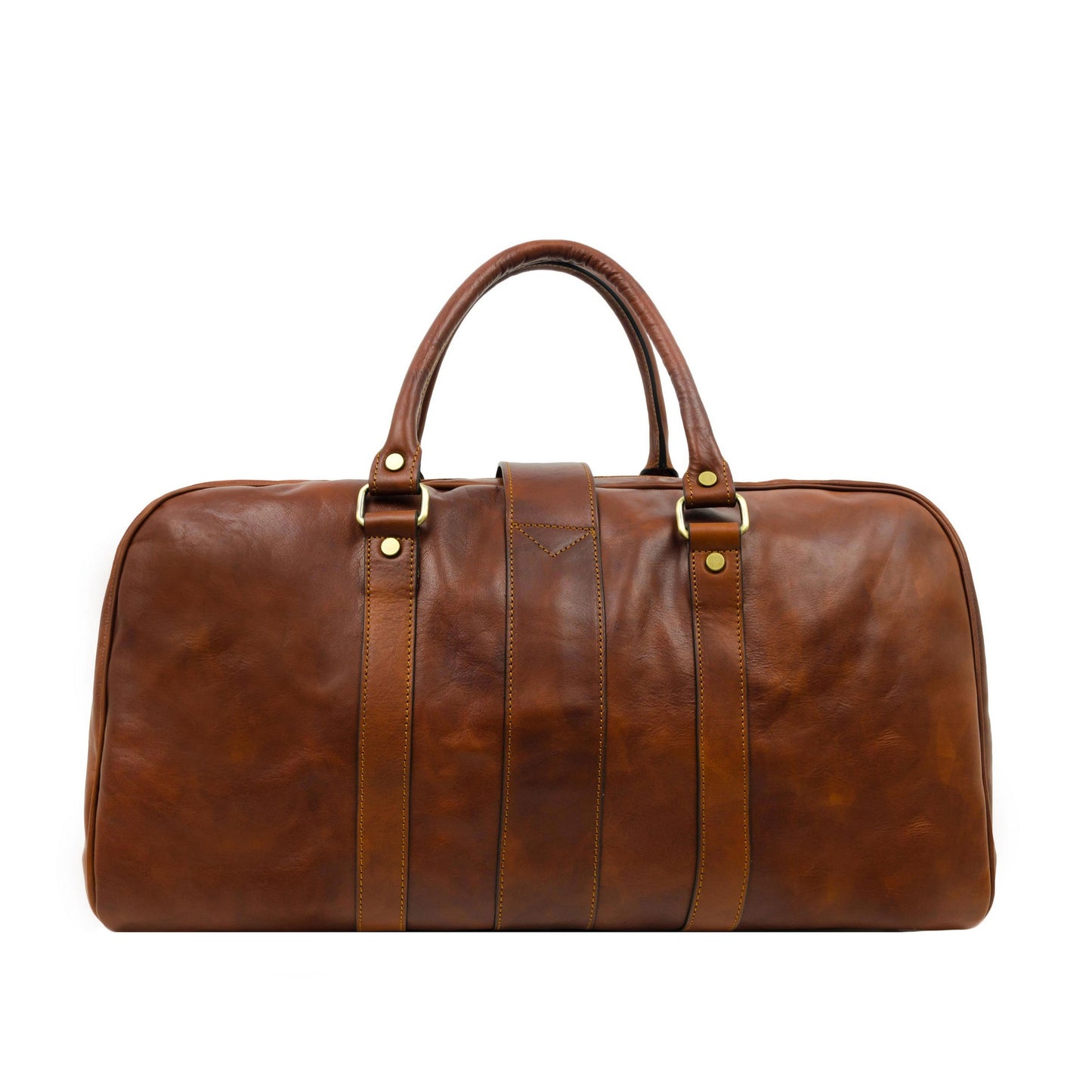 Cognac Brown Matte Leather Duffel Bag - Tender Is the Night