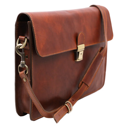 Leather Portfolio, Work Bag with Shoulder Strap  - The Corrections Briefcase Time Resistance   