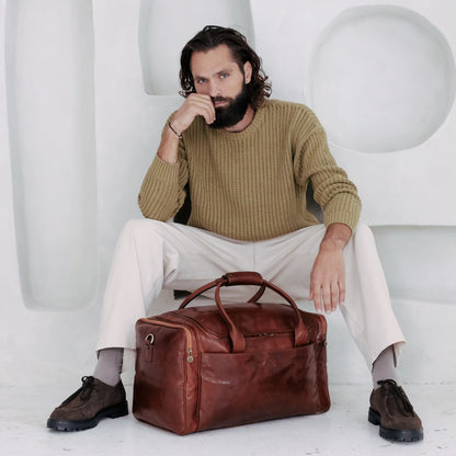 Large Italian Leather Duffel Bag - The Hitchhikers Guide to the Galaxy Duffel Bag Time Resistance   