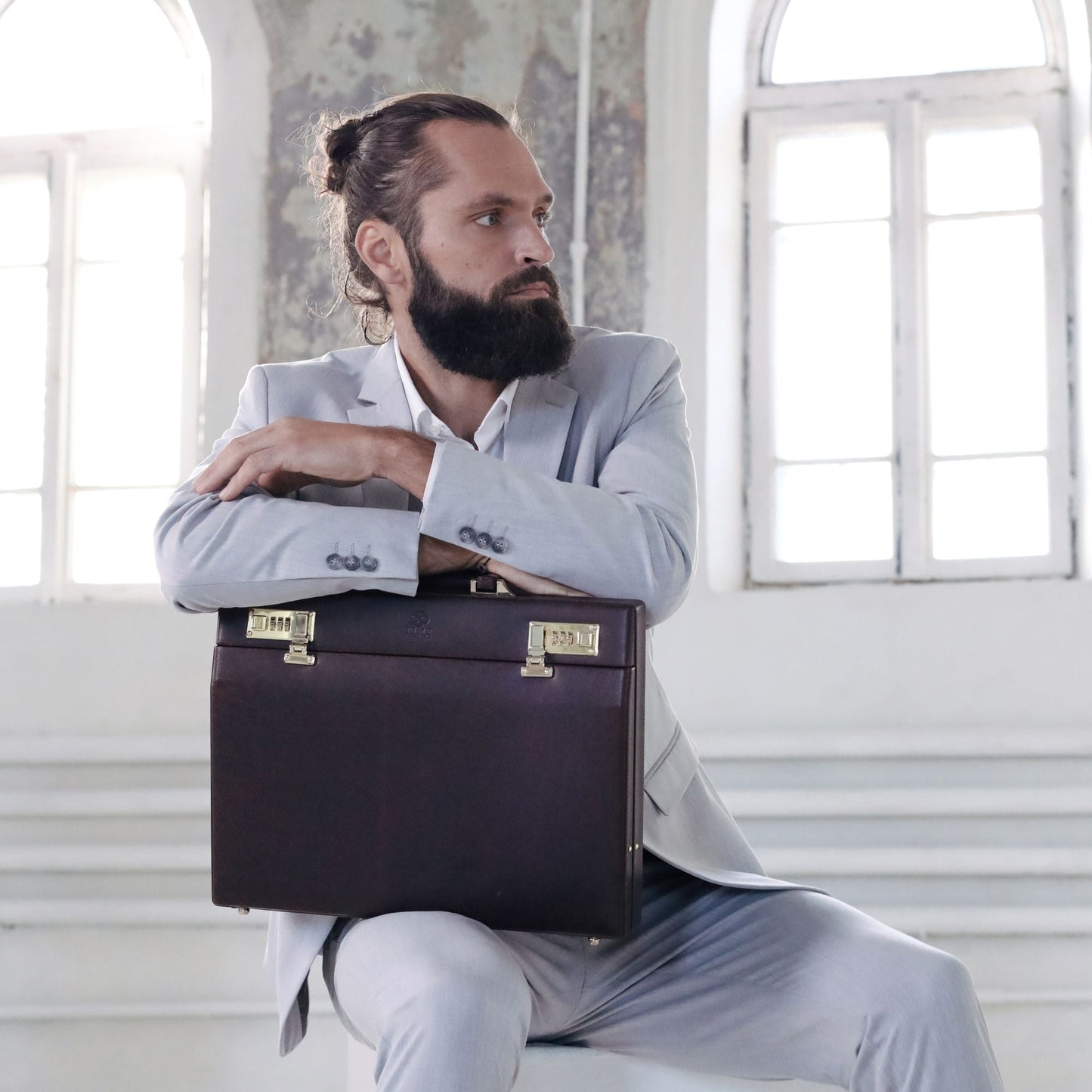 Leather Attaché Case Briefcase - The Golden Bowl Briefcase Time Resistance   