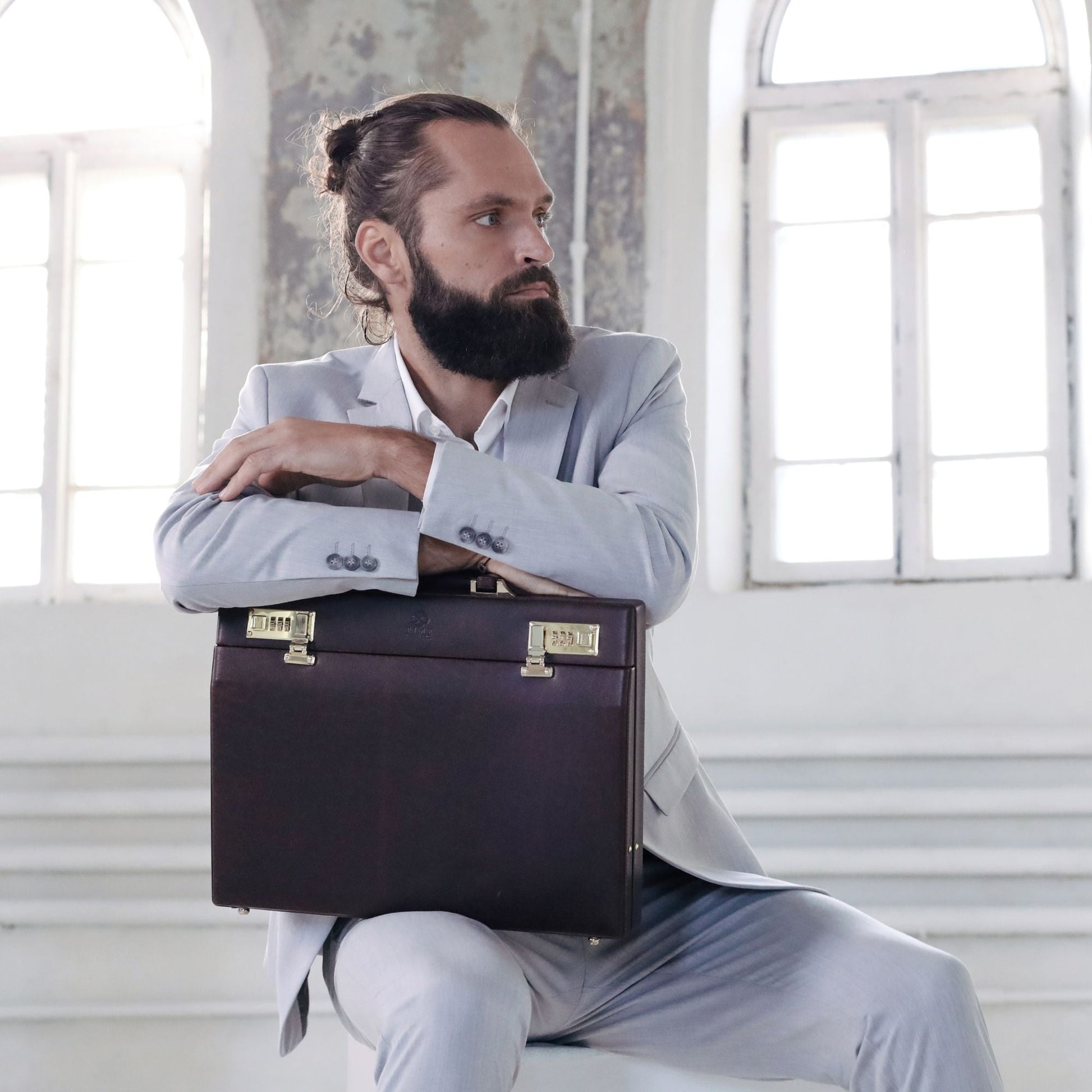 Leather Attaché Case Briefcase - The Golden Bowl Briefcase Time Resistance   