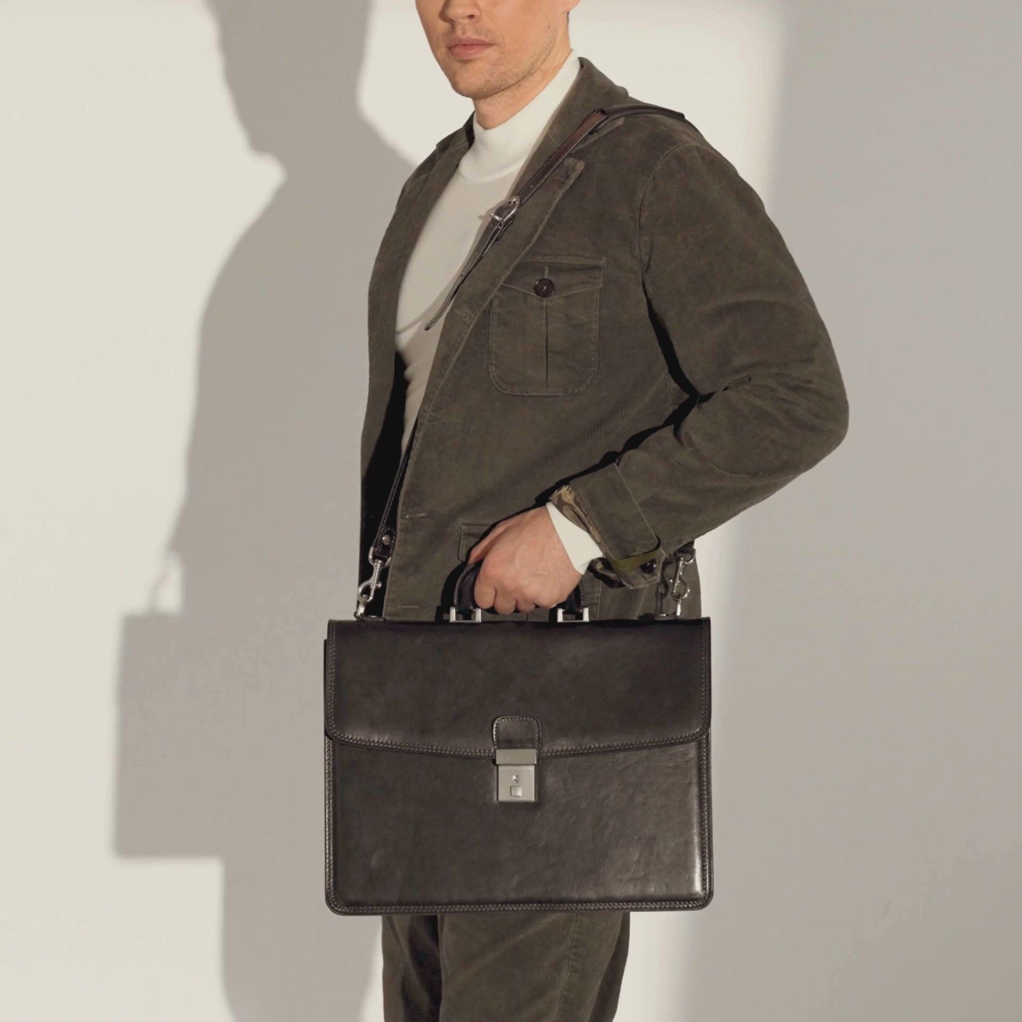 Leather Briefcase - The Sound of the Mountain – timeresistance.com
