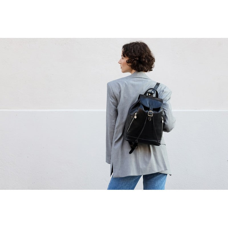 Leather Backpack - White Noise