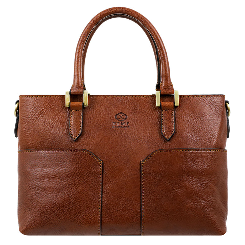 cognag matte brown leather handbag shoulder bag