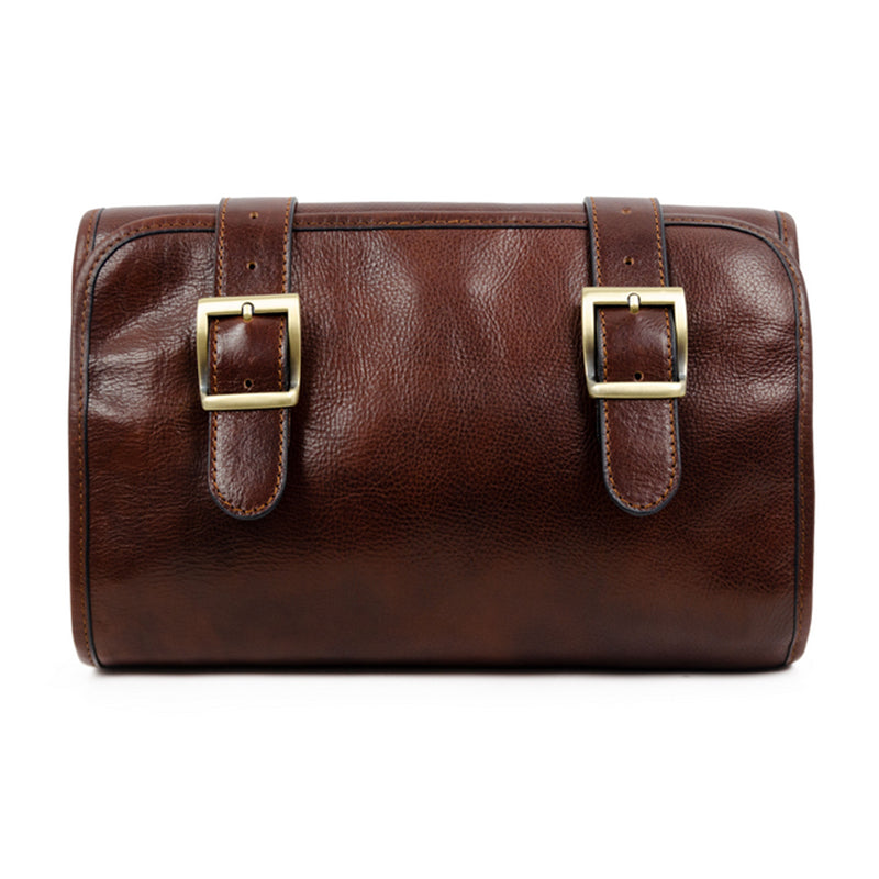 leather rolled wash bag toiletry bag