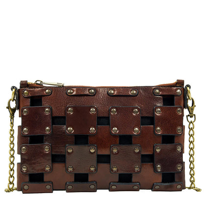 leather clutch small purse brown