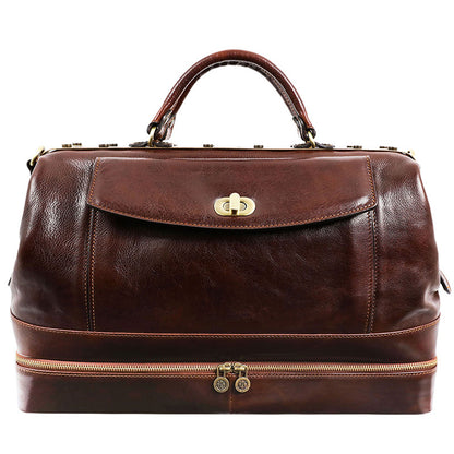 large leather doctor bag with twist lock