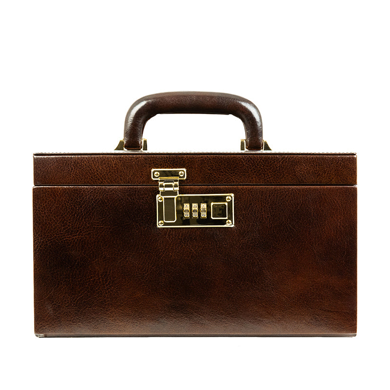brown leather jewelry box jewelry case with code lock