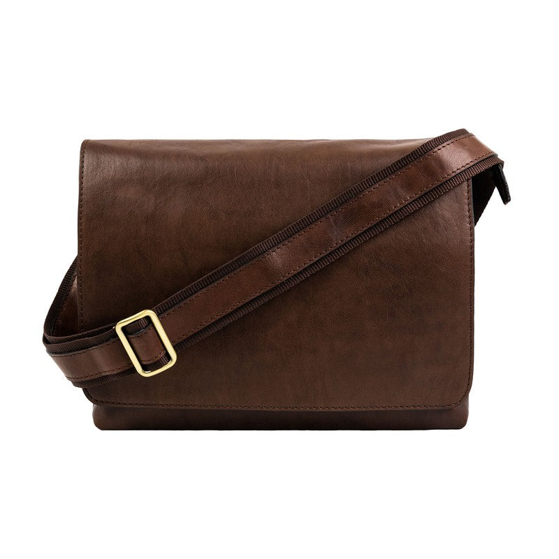 Leather Messenger Bag - A Room with a View Messenger Bag Time Resistance Chocolate Brown Matte  