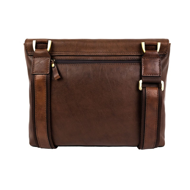 Leather Messenger Bag - A Room with a View Messenger Bag Time Resistance   