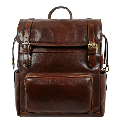 large brown leather backpack for men