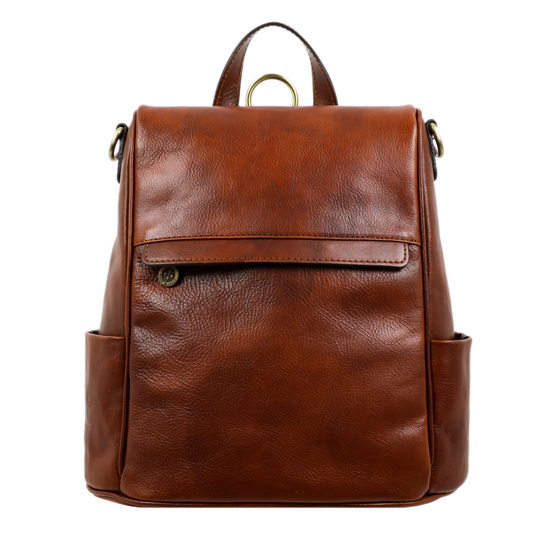 Cognac Brown CONVERTIBLE Backpack Leather BACKPACK PURSE 