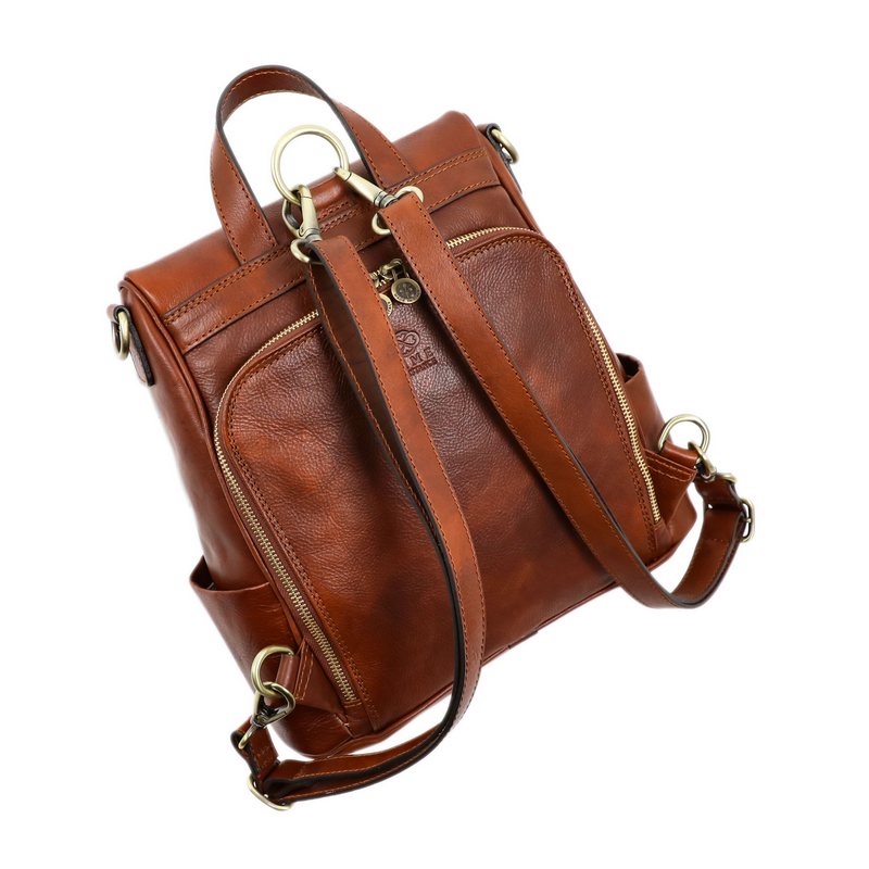 YALUXE Women's Convertible Real Leather Backpack Versatile Shoulder Bag  (Upgraded 2.0) brown