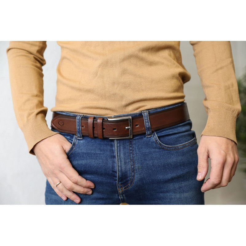 Brown Leather Belt - North and South